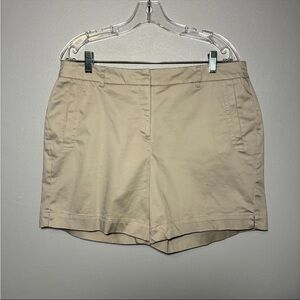 Jacquie Women's Shorts Size 14 Beige Zip Fly Slash Pockets Bermuda Cotton Blend